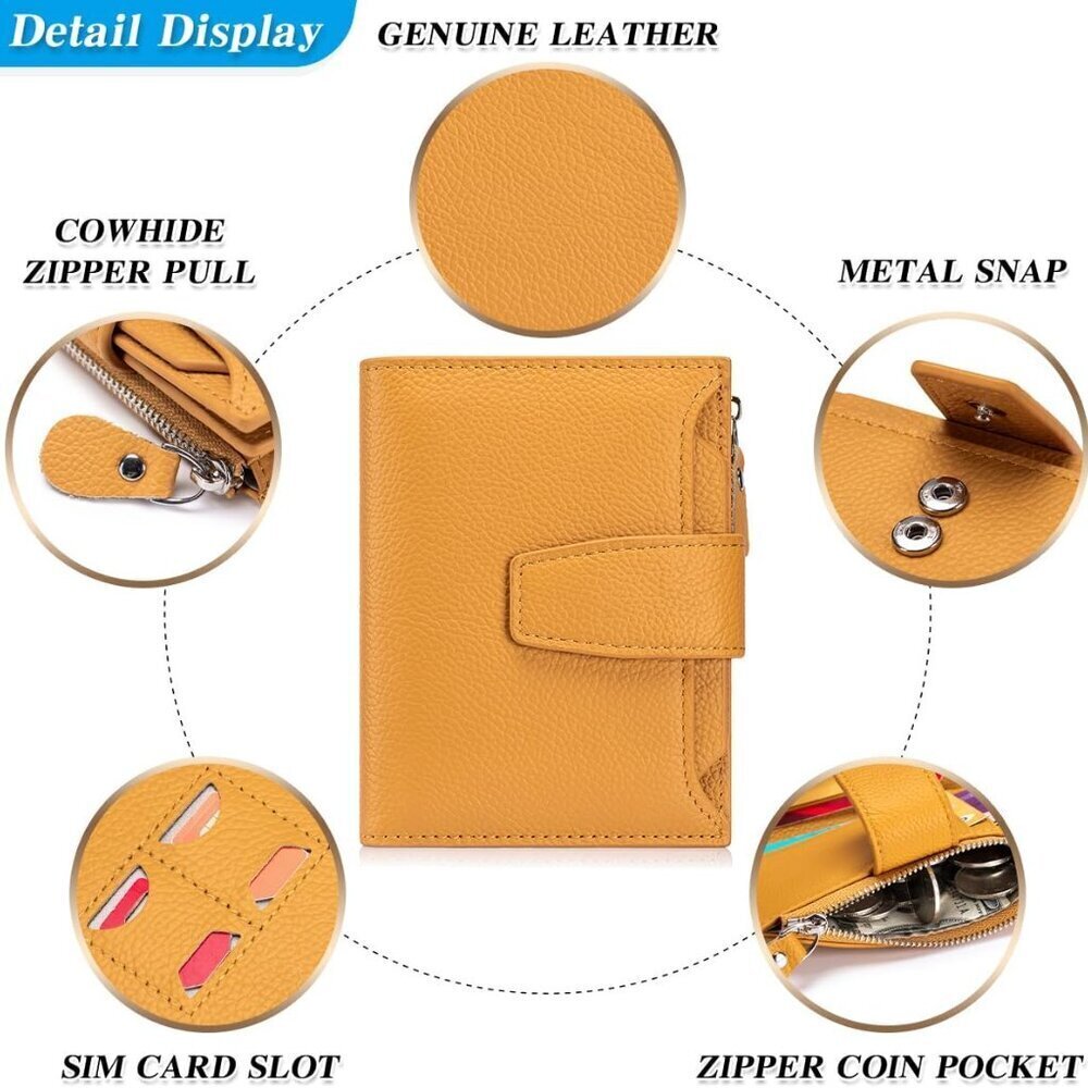 Women RFID Wallet Leather Bifold Compact Card Holder with Coin Pocket - Picture 5 of 8